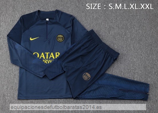 Nuevo Conjunto Completo Sudadera Entrenamiento Niños Paris Saint Germain 23/24 Azul Marino Baratas